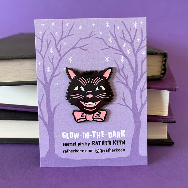 Retro Cat Halloween Pin - Glow-in-the-dark Spooky Cat – Rather Keen