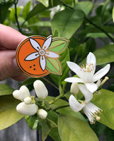 Geometric Orange Blossom pin by Rather Keen.