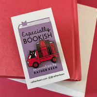 Book Truck Cat pin - bookmobile