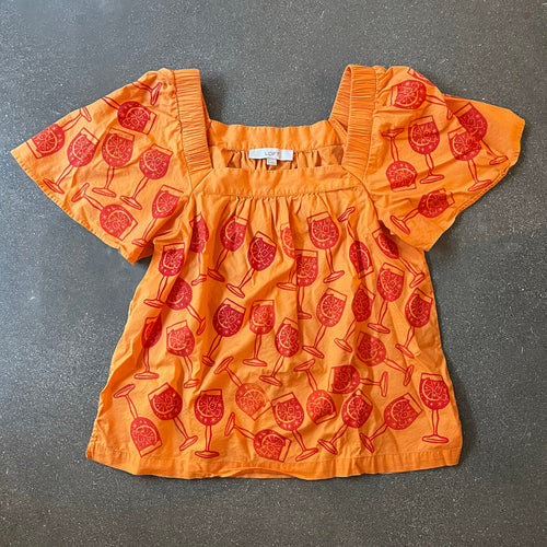 Artist block-printed Aperol Spritz shirt