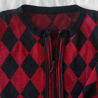 Mob wife aesthetic Red and black check cardigan - medium