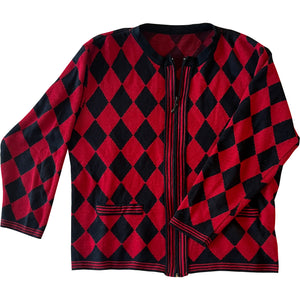 Mob wife aesthetic Red and black check cardigan - medium