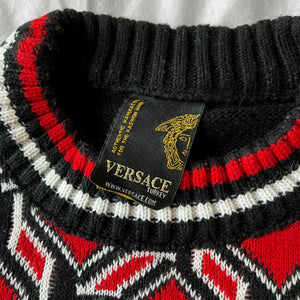 Black and Red geometric sweater - fake Versace - small