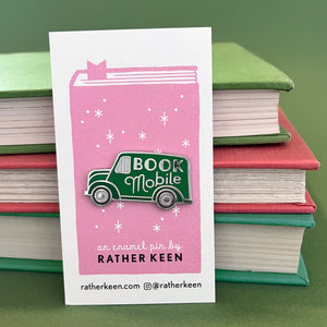 Rather Keen’s Book Mobile pin on its display card