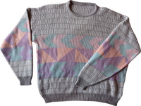 1980s-90s geometric pastel sweater - large