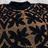 Black & Copper Medieval tile sweater - large