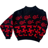 Red and black rose sweater - medium
