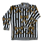 Mondala black & white stripe sweater - large