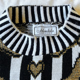 Mondala black & white stripe sweater - large