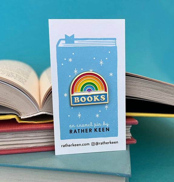 Rainbow Books pin - supporting the Trevor Project