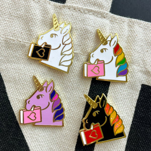 Bookish Unicorn enamel pin - in 4 colors - castlecore