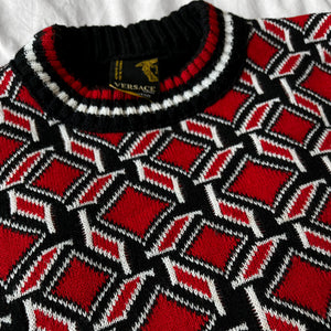 Black and Red geometric sweater - fake Versace - small