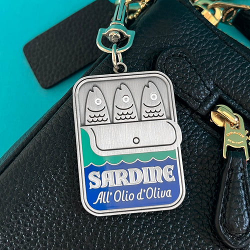 Sardine bag charm - keychain - tinned fish bag charm