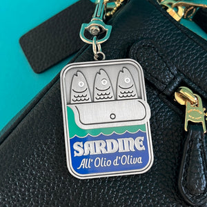 Sardine bag charm - keychain - tinned fish bag charm