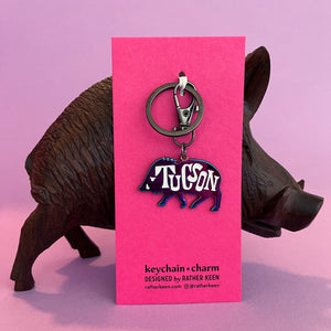 Tucson javelina keychain on display card