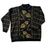 Black and metallic gold rose sweater - large - XL