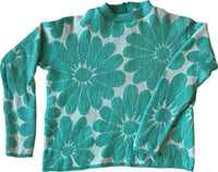 1960s Koret of California turquoise flower sweater - small