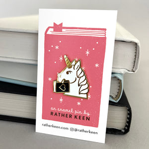 Bookish Unicorn enamel pin - in 4 colors - castlecore