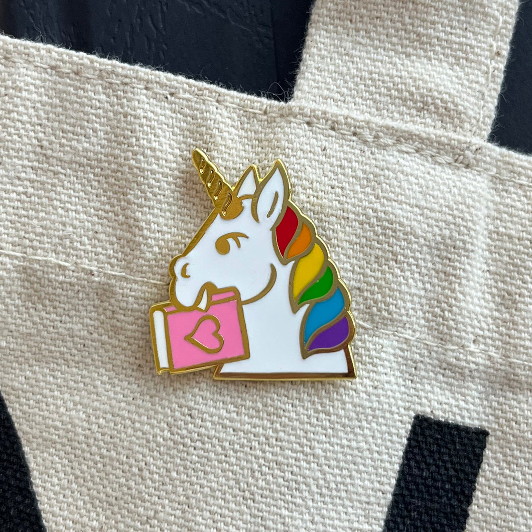 Bookish Unicorn enamel pin - in 4 colors - castlecore