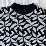 Venezia black and white floral sweater - large