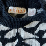 Venezia black and white floral sweater - large