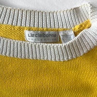 1990s? Liz Claiborne yellow and white circle sweater - large