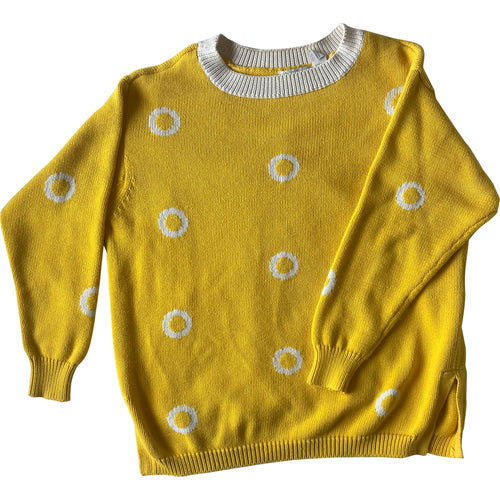 1990s? Liz Claiborne yellow and white circle sweater - large