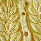 Yellow floral-knit cardigan - small