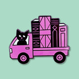 Book Truck Cat pin - bookmobile