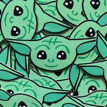 Star Wars Baby Yoda inspired vinyl sticker in cartoon style