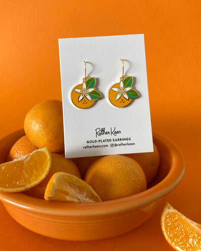 Orange Blossom earrings in geometric style. Designed by Rather Keen