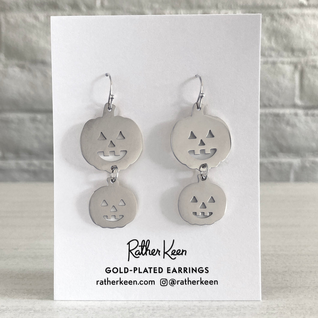 stainless steel jack-o lantern earrings