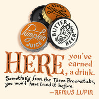 Harry Potter bottle cap pins (and hand-lettering) by Rather Keen