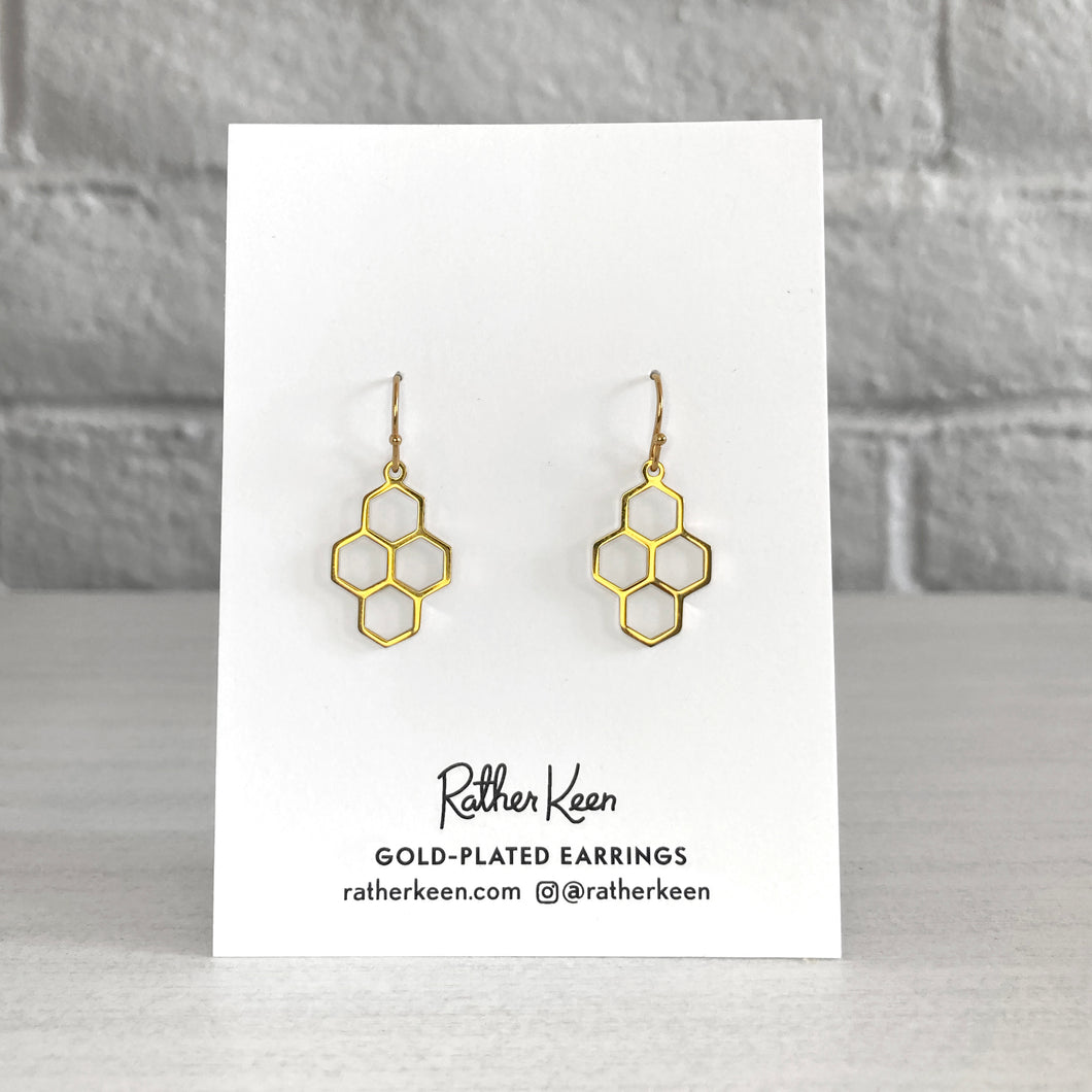 Rather Keen geometric honeycomb earrings in gold