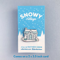 Snowy Glitter House enamel pin