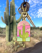 Saguaro cactus keychain in use with keys