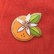 Geometric Orange Blossom enamel pin by Rather Keen - orange fruit brooch