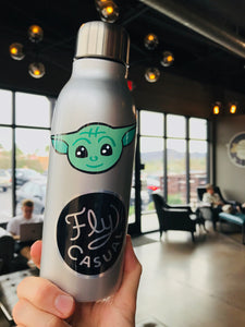 Magic Space Baby sticker on water bottle